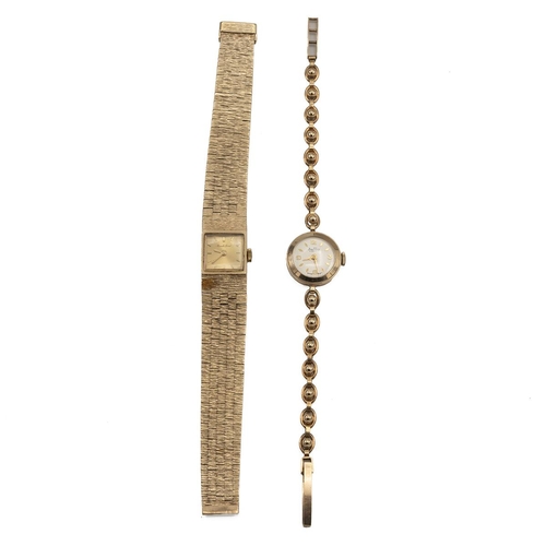 252 - Bueche-Girod and Bentima 9ct gold watches. Bueche-Girod manual wind ladies cocktail watch, c1970s, 1... 