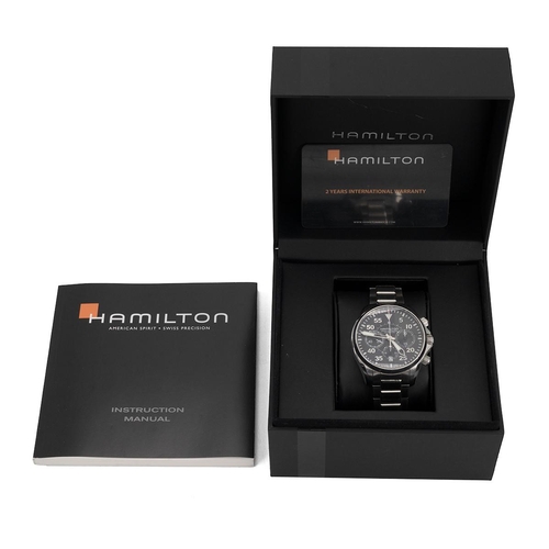 253 - Gents Hamilton Khaki Automatic chronograph Calibre H31 wristwatch. Stainless steel with black dial, ... 