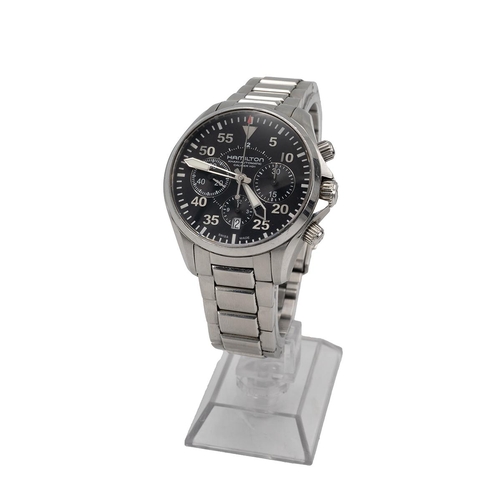 253 - Gents Hamilton Khaki Automatic chronograph Calibre H31 wristwatch. Stainless steel with black dial, ... 