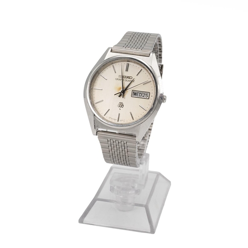 258 - Seiko Grand Twin quartz wristwatch. Stainless steel, 36mm case, brushed steel dial with baton hour m... 