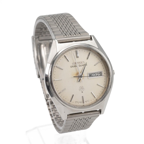 258 - Seiko Grand Twin quartz wristwatch. Stainless steel, 36mm case, brushed steel dial with baton hour m... 