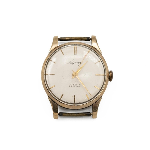 268 - 9ct gold Asprey watch with batons inscribed Asprey 17 jewels shockproof to the dial with presentatio... 