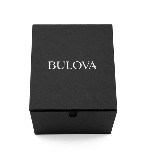 272 - Boxed as new Bulova 97A125 mens curv quartz chronograph watch. Yellow Gold plate case and strap with... 