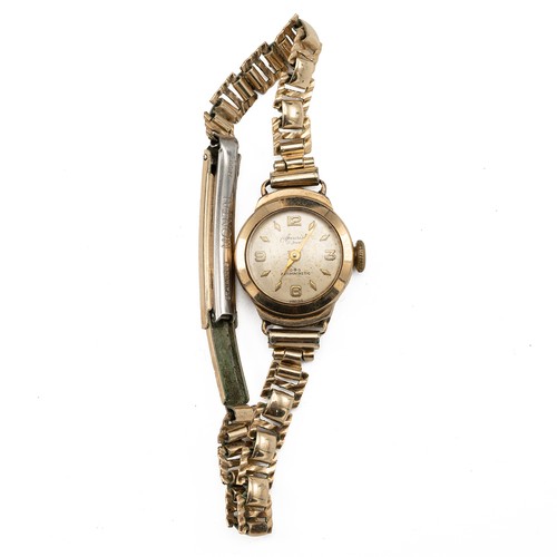 275 - 4 x 9ct vintage gold watches. Leonex 15 Jewel, anti-magnetic, 30mm case, white dial with gold tone a... 