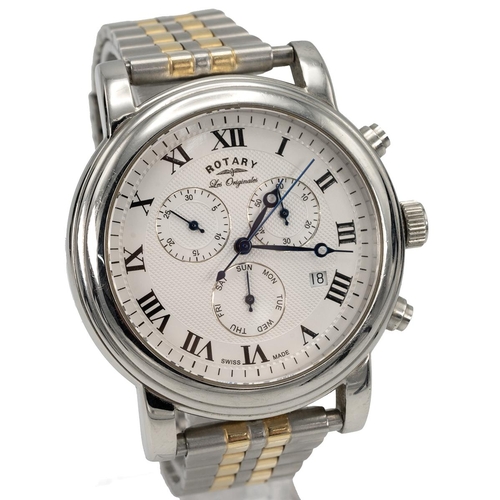 280 - Rotary gentleman's Les Original wristwatch with white face and black Roman Numerals, with stainless ... 