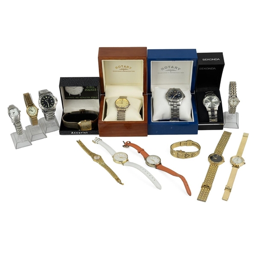 281 - Quantity of wristwatches (13). Including Gents gold plated Rotary watch in box, Accurist, 2x Sekonda... 