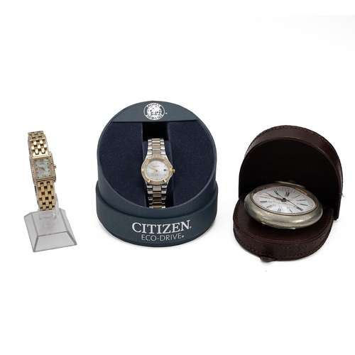 282 - Citizen Eco-drive watches x2 & a Henry Mariens pocket watch. Ladies Citizen Eco-Drive WR100, Sta... 