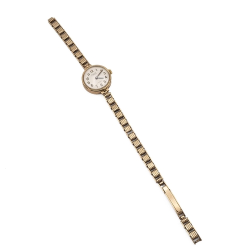 286 - 9ct gold hallmarked Avia Incabloc 17 jewel ladies wristwatch with 9ct gold hallmarked gate strap wei... 