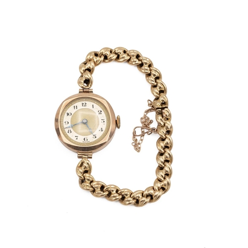 295 - 9ct gold hallmarked ladies wristwatch with an 18ct gold chain link strap hallmarked 18ct to the link... 