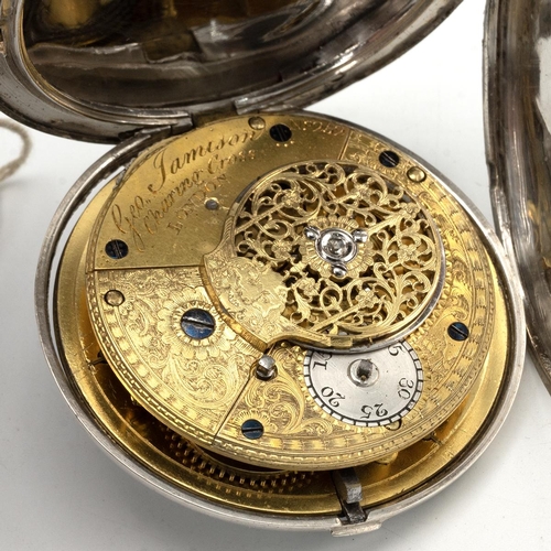 300 - Two silver pocket watches and a compass. Sterling Silver Georgian pocket watch, marked for George Ja... 