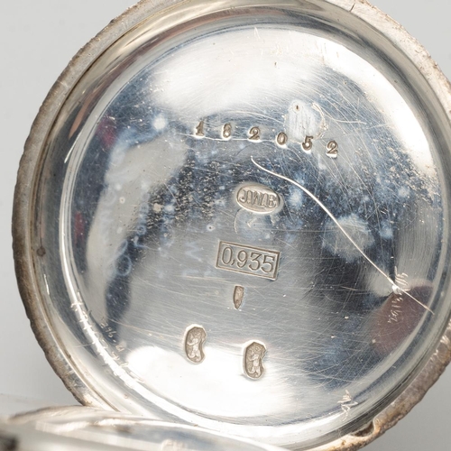 310 - Silver Kendal Dent London open-faced pocket watch with subsidiary seconds dial, white face with Roma... 