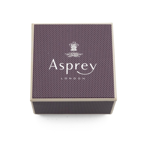 328 - Asprey of London: white metal key ring (stamped 925) with Asprey branded leather tab, in presentatio... 