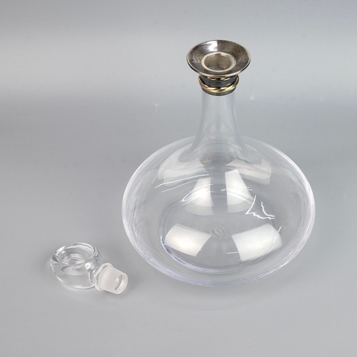 419 - Cartier 'Trinity' decanter with hooped stopper and white metal rim stamped 925, Argent, Made in Fran... 