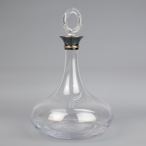 419 - Cartier 'Trinity' decanter with hooped stopper and white metal rim stamped 925, Argent, Made in Fran... 