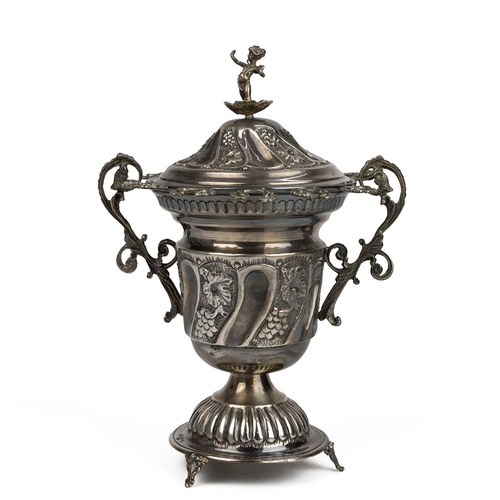 420 - Polish silver caviar set, the lidded cup fitted with hangers for six each spoons and forks, together... 