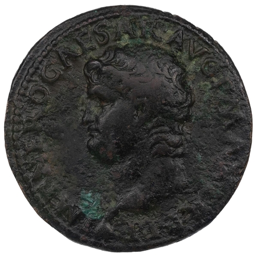 5 - Nero (54-68 AD) bronze As, Lugdunum. Obverse: left-facing bust, 'IMP NERO CAESAR AVG P MAX TR PPP' a... 