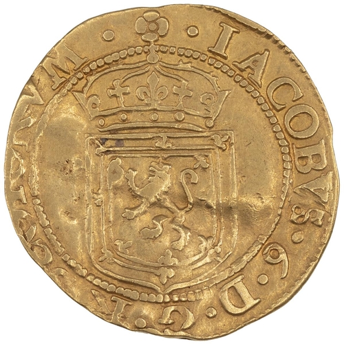 24 - Scotland, 1601 James VI gold Sword And Sceptre/120 Shilling (S 5460). Obverse: crowned royal arms of... 