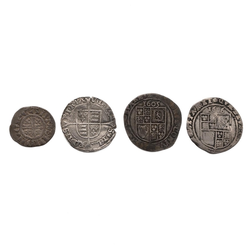 27 - Four (4) British hammered silver coins, including John (1199-1216) Short Cross Penny, Simon on Cante... 