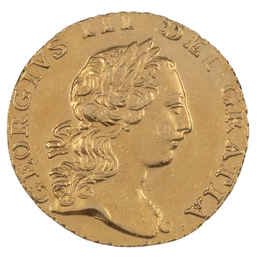 42 - 1762 one year only type George III gold Quarter Guinea (S 3741, Bull 886). Obverse: laureate bust, f... 