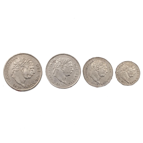 59 - 1820 George III silver four-coin Maundy Money set (S 3792, ESC 2424, Bull 2242), including Fourpence... 