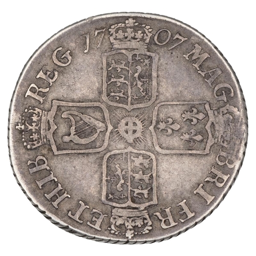 38 - 1707E Anne silver Shilling, Edinburgh, no stops on the reverse (S 3608, ESC 1138A, Bull 1417). Obver... 