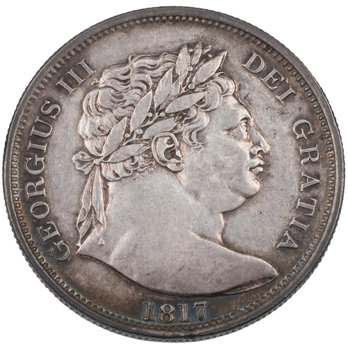 47 - 1817 George III silver Halfcrown, bull head (S 3788, ESC 616, Bull 2090). Obverse: large, laureate b... 