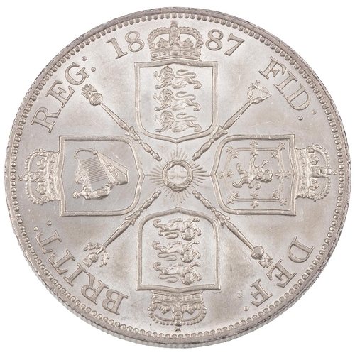 75 - 1887 Victoria silver Double Florin, Arabic date (S 3923, ESC 395, Bull 2697). Obverse: Jubilee head,... 