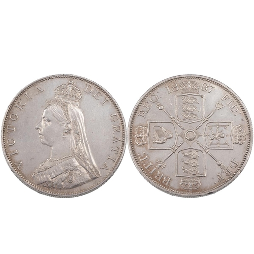 76 - 1887 Victoria silver Double Florin, Roman date (S 3922, ESC 394, Bull 2695). Obverse: Jubilee head, ... 