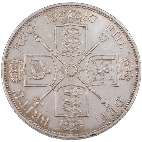 76 - 1887 Victoria silver Double Florin, Roman date (S 3922, ESC 394, Bull 2695). Obverse: Jubilee head, ... 