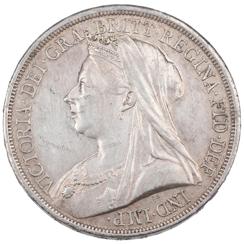 73 - 1893 Victoria silver Crown, LVI, dies 1+A (S 3937, ESC 303, Bull 2593). Obverse: Old veiled bust, le... 