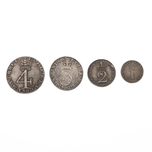 58 - 1800 George III silver Maundy Money set, including Fourpence, Threepence, Twopence and Penny. Grades... 