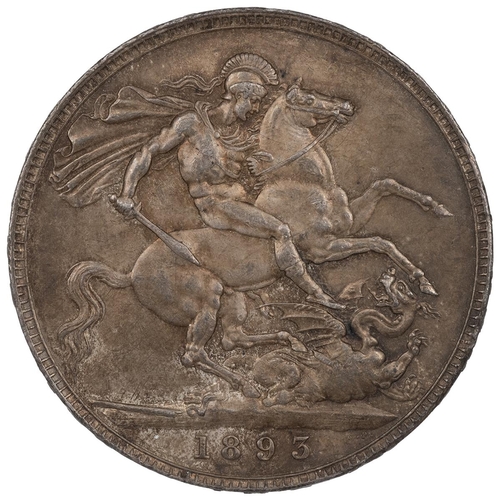 74 - 1893 Victoria silver Crown, LVI (S 3937, ESC 303, Bull 2593). Obverse: old head, left, 'VICTORIA · D... 