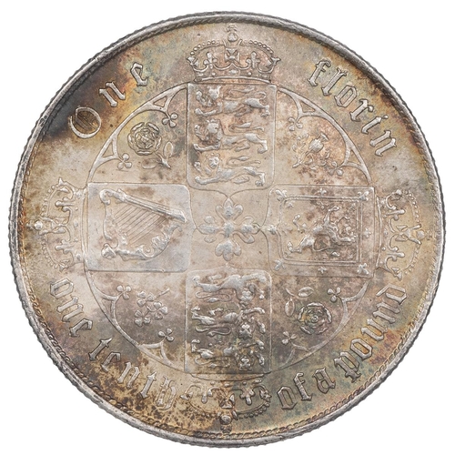 81 - 1869 mdccclxix Victoria silver Florin, die no. 2 (S 3893, ESC 834, Bull 2867). Obverse: crowned 'Got... 