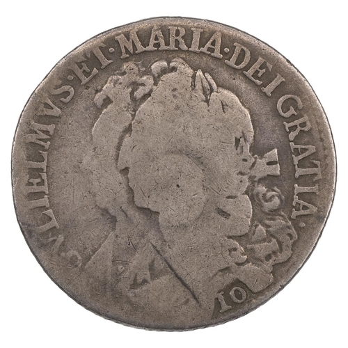 32 - Scotland, 1692 William and Mary silver 10 Shillings, I type 1 (S 5662). Obverse: conjoined busts, le... 