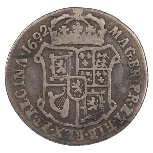 32 - Scotland, 1692 William and Mary silver 10 Shillings, I type 1 (S 5662). Obverse: conjoined busts, le... 