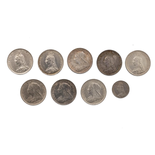 91 - Nine (9) Victoria silver Maundy Money, including 1887 Threepence (x2), 1899 Threepence, 1890 Threepe... 