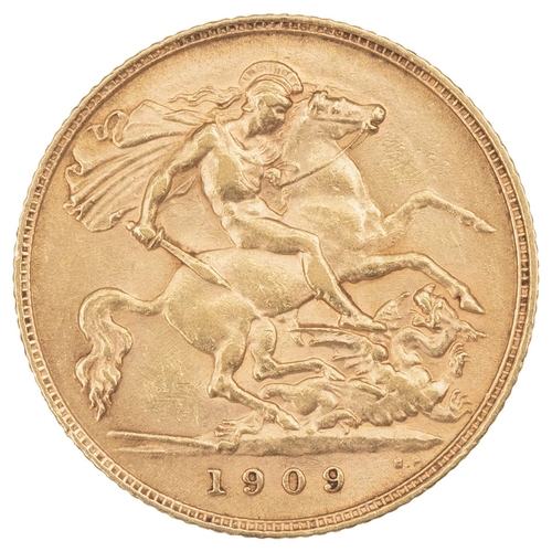 95 - 1909 Edward VII gold Half Sovereign (S 3974B, Marsh 512). Obverse: bare head, right, 'EDWARDVS VII D... 