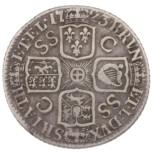 40 - 1723 George I silver SSC Shilling, French arms at date (S 3647, ESC 1177, Bull 1589). Obverse: first... 