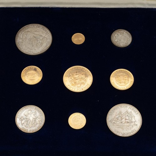 119 - 1972 Jersey Royal Silver Wedding Anniversary gold and silver nine-coin set. Includes Jersey Shield g... 