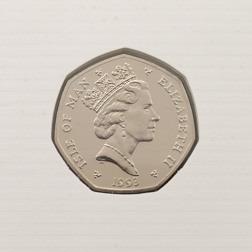 176 - Isle of Man, 1993 diamond BU Christmas 50p, Nativity Scene. Packaging: unwritten Pobjoy Mint card wi... 