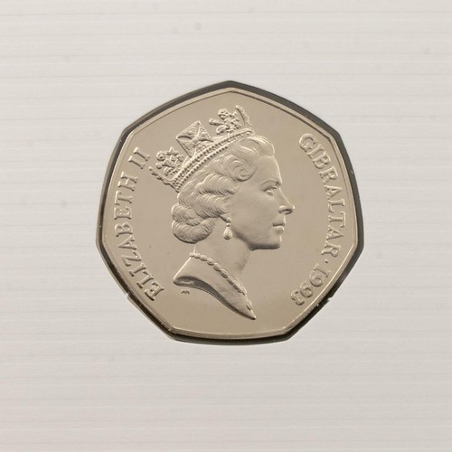 162 - Gibraltar, 1993 diamond BU Christmas 50p, Santa In Car. Packaging: unwritten Pobjoy Mint card with c... 