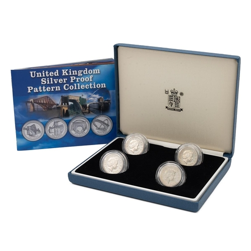 129 - 2003 Bridges silver proof pattern £1 set, including Forth Bridge, Menai Bridge, Egyptian Arch and Mi... 