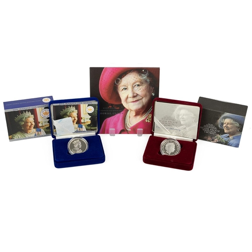 138 - Three (3) UK £5 Crowns, including 2002 Queen Mother Memorial silver proof; 2002 Queen Mother Memoria... 