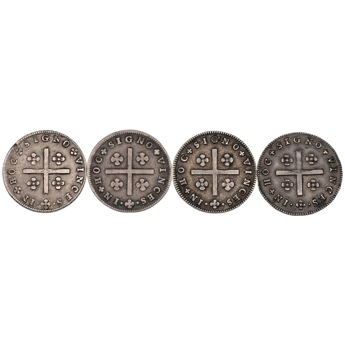 190 - Four (4) undated Portuguese silver 80 Reis, including Maria I (1777-1786) (x2); Maria I and Peter II... 