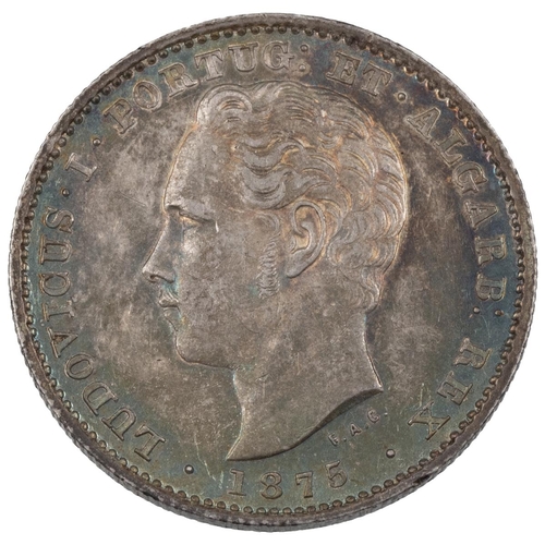 189 - Portugal, 1875 Luis I silver 200 Reis (KM 512). Obverse: bare head bust, left, date (1875) below, 'L... 