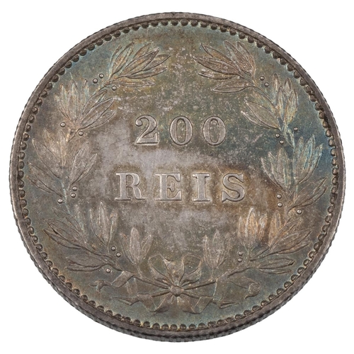 189 - Portugal, 1875 Luis I silver 200 Reis (KM 512). Obverse: bare head bust, left, date (1875) below, 'L... 