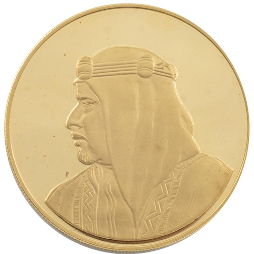 143 - Bahrain, AH 1398 (1978) gold proof 100 Dinars (Friedberg 4, KM 11). Obverse: Isa bin Salman Al Khali... 