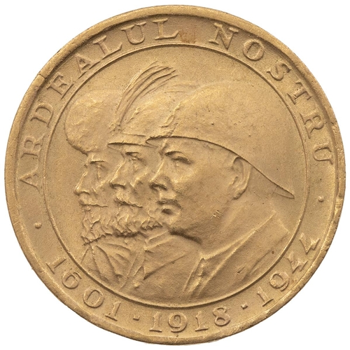 195 - Romania, 1944 Michael I gold Ardealul Nostru medallion, liberation of Transylvania. Obverse: Michael... 