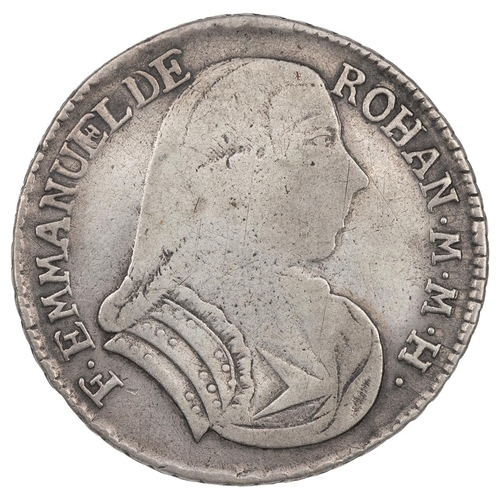 179 - Malta, Order of Hospitallers, 1777 Emmanuel de Rohan silver 15 Tari (KM 304). Obverse: armoured bust... 