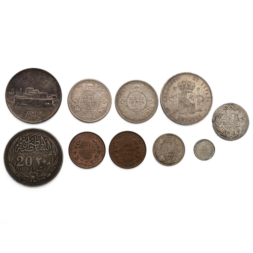 206 - Ten (10) world coins in better grade, largely silver, including Malta, 1972 Fort St Angelo silver 2 ... 